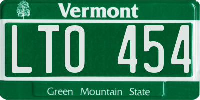 VT license plate LTO454