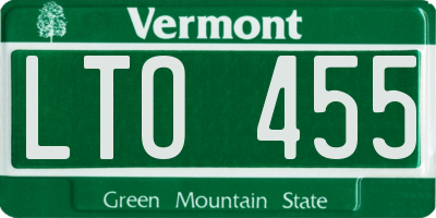 VT license plate LTO455
