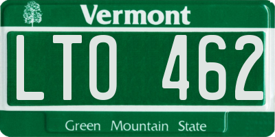 VT license plate LTO462