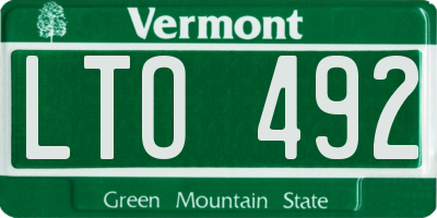 VT license plate LTO492