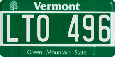 VT license plate LTO496