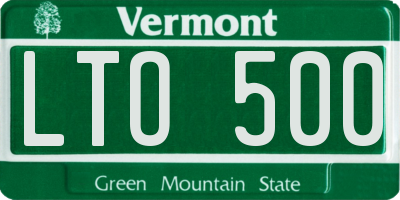 VT license plate LTO500