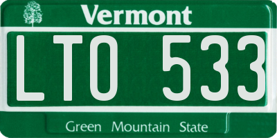VT license plate LTO533