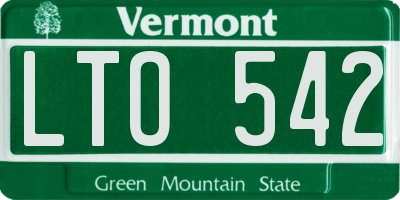 VT license plate LTO542