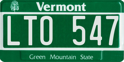 VT license plate LTO547