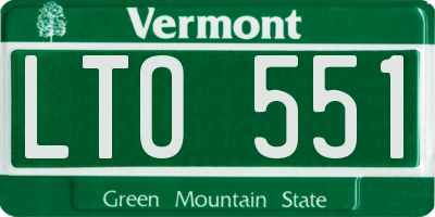 VT license plate LTO551