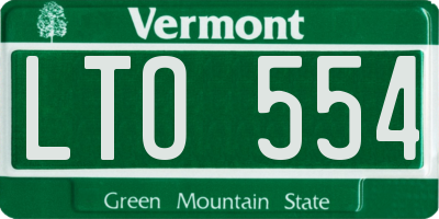 VT license plate LTO554