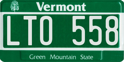 VT license plate LTO558