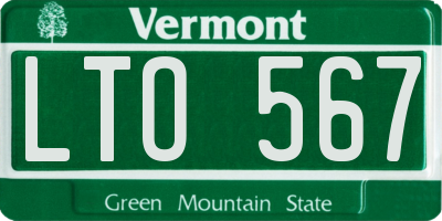 VT license plate LTO567