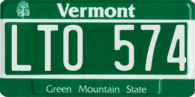 VT license plate LTO574