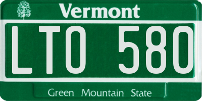 VT license plate LTO580