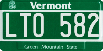 VT license plate LTO582