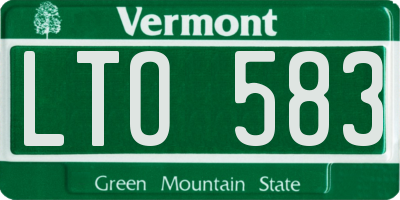 VT license plate LTO583