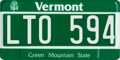 VT license plate LTO594