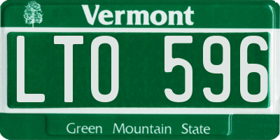 VT license plate LTO596