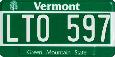 VT license plate LTO597