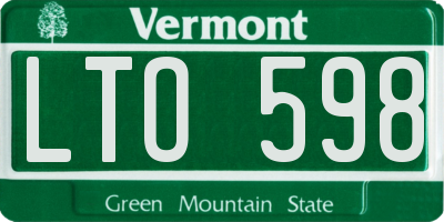 VT license plate LTO598