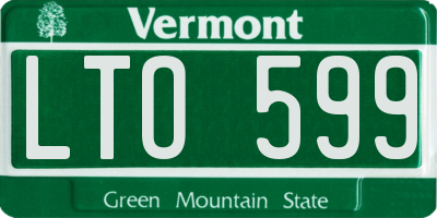 VT license plate LTO599