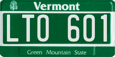 VT license plate LTO601
