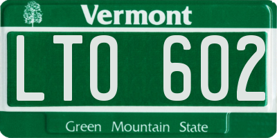 VT license plate LTO602