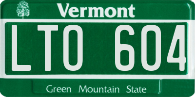 VT license plate LTO604