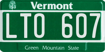 VT license plate LTO607
