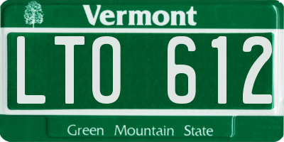 VT license plate LTO612