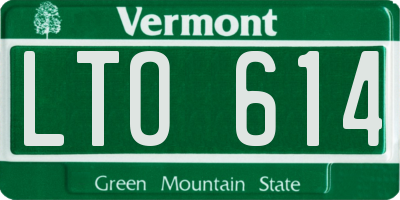 VT license plate LTO614