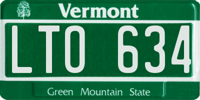 VT license plate LTO634