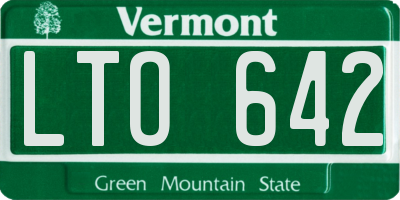 VT license plate LTO642
