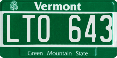 VT license plate LTO643