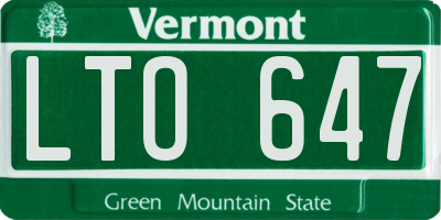 VT license plate LTO647