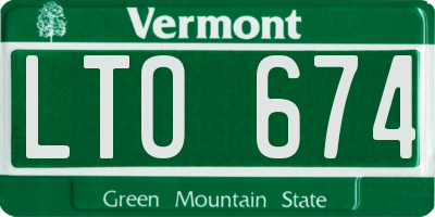 VT license plate LTO674