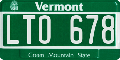 VT license plate LTO678