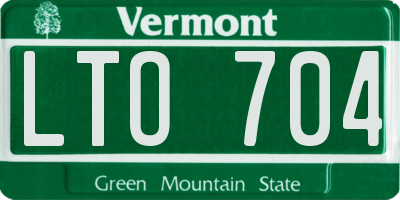 VT license plate LTO704