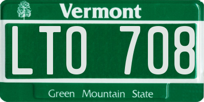 VT license plate LTO708