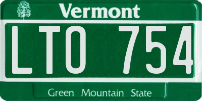 VT license plate LTO754