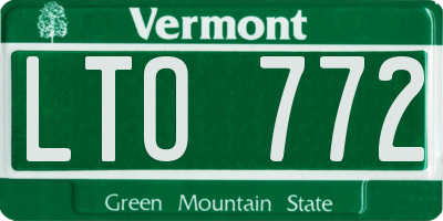 VT license plate LTO772