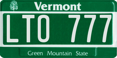 VT license plate LTO777