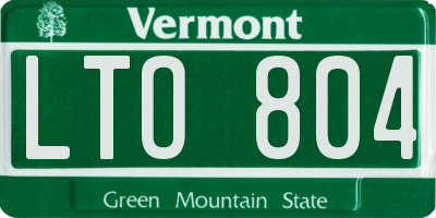 VT license plate LTO804