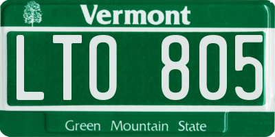 VT license plate LTO805