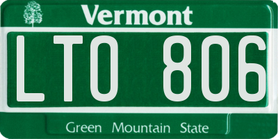 VT license plate LTO806