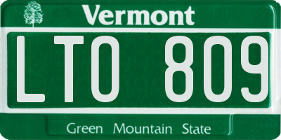 VT license plate LTO809