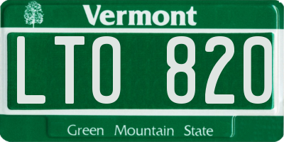VT license plate LTO820