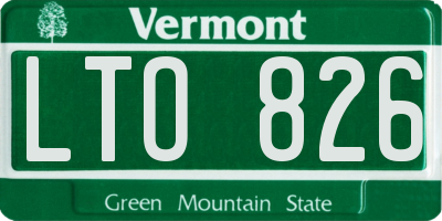 VT license plate LTO826