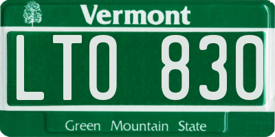 VT license plate LTO830