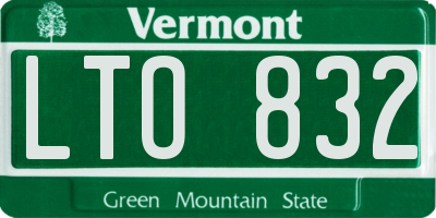 VT license plate LTO832