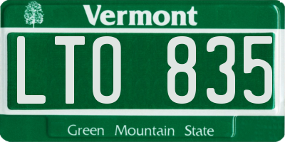 VT license plate LTO835
