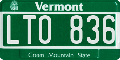 VT license plate LTO836