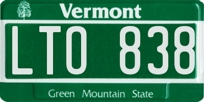 VT license plate LTO838